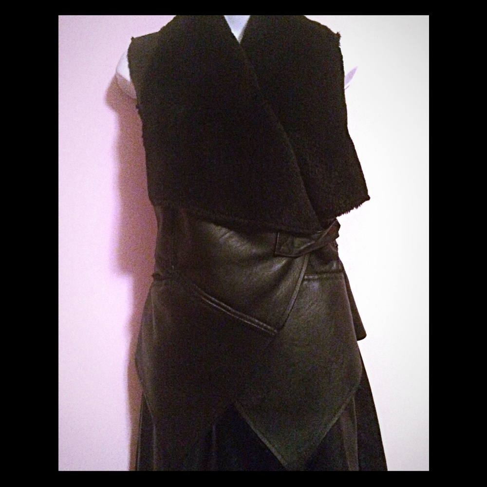 BlankNYC vegan leather vest w/ faux fur lining
